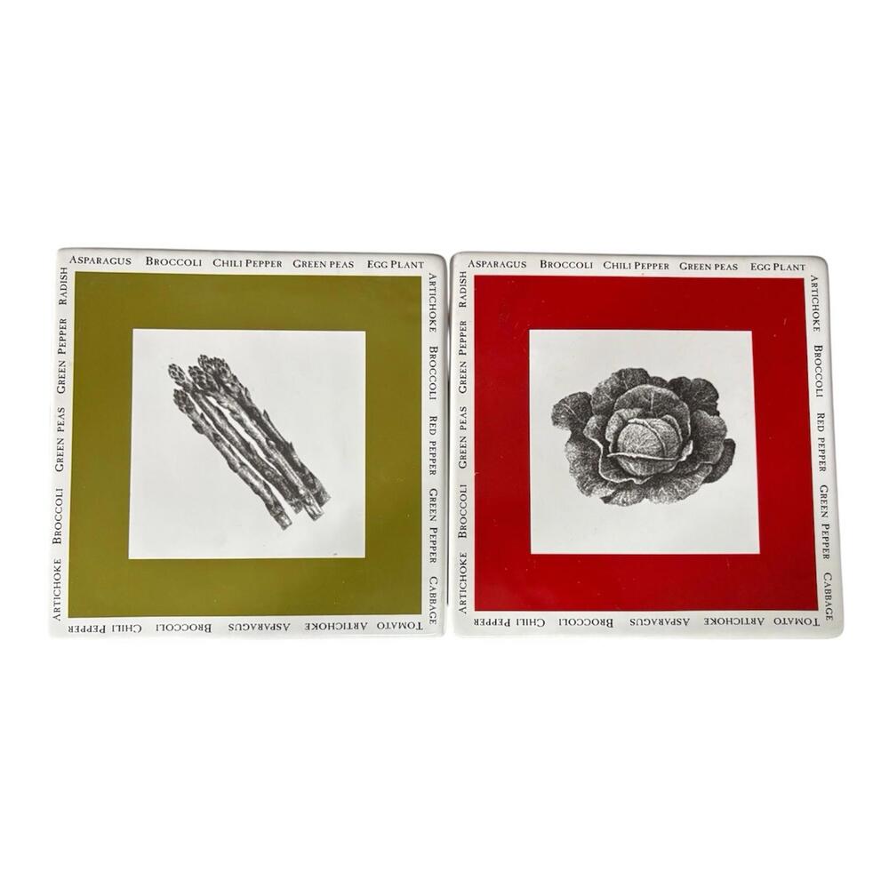 MCM Kitchen Ceramic Botanical Vegetable Hot Plate Trivets Or Wall Decor Tiles